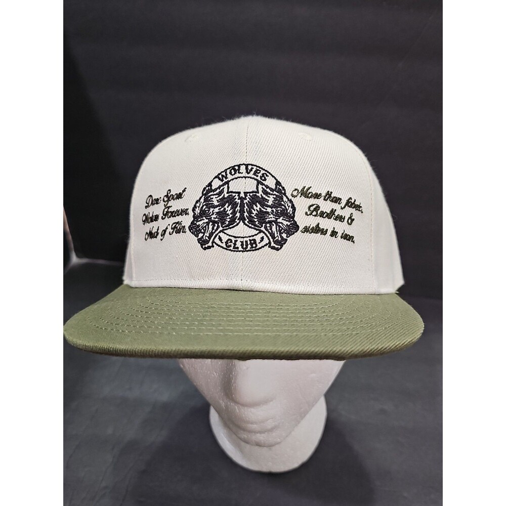 Darc Sport Wolves Scripture Fitted Hat 7 1/4 Embroidered Cream Green New 132/500